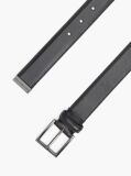 Black Metal Tip Pebble Grain Leather Belt  Men