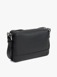 Black Pebble Grain Leather Crossbody Bag  Men