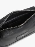 Black Pebble Grain Leather Crossbody Bag  Men