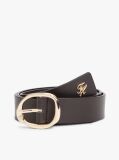 Brown Sculpted Buckle Leather Belt  Women