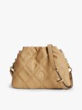 Beige Quilted Chain TH Monogram Crossbody Bag  Women