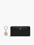 Black Zip-Around Wallet And Bag Charm Set  Women