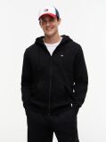 Μαύρο Hoody Με Φερμουάρ Και Κανονική Γραμμή  Άνδρες