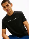 Μαύρο T-Shirt Σε Κανονική Γραμμή Με Κεντητό Λογότυπο  Άνδρες