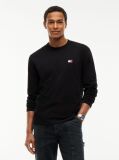 Black Tonal Tommy Badge Long Sleeve T-Shirt  Men