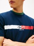 Μπλε Βαμβακερό T-Shirt Με Signature Λογότυπο  Άνδρες