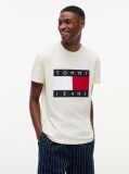 Μπεζ T-Shirt Με Κλασική Λαιμόκοψη Και Σημαία  Άνδρες