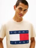 Μπεζ T-Shirt Με Κλασική Λαιμόκοψη Και Σημαία  Άνδρες
