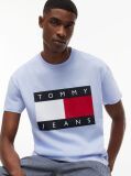 Μπλε T-Shirt Με Κλασική Λαιμόκοψη Και Σημαία  Άνδρες