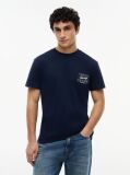 Μπλε Βαμβακερό T-Shirt Με Signature Λογότυπο  Άνδρες