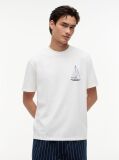 Άσπρο T-Shirt Σε Άνετη Γραμμή Με Σχέδιο Στην Πλάτη  Άνδρες
