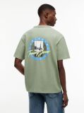 Πράσινο T-Shirt Σε Άνετη Γραμμή Με Υφή Και Σχέδιο Στην Πλάτη  Άνδρες