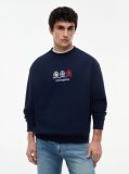 Μπλε Φούτερ Σε Άνετη Γραμμή Με Επαναλαμβανόμενο Λογότυπο  Άνδρες