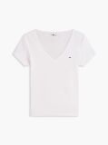 Άσπρο Essential T-Shirt Σε Slim Γραμμή Με V  Γυναίκες