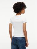 Μπεζ Κοντομάνικο T-Shirt Ριμπ Σε Slim Γραμμή  Γυναίκες