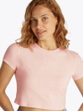 Ροζ T-Shirt Σε Slim Γραμμή Με Tonal Σημαία  Γυναίκες
