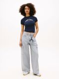 Μπλε Slim T-Shirt Με Κλασική Λαιμόκοψη Και Λογότυπο  Γυναίκες