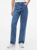 Denim Ψηλόμεσο Slim Τζιν Σε Ίσια Γραμμή Με Κεντητό Σχέδιο  Γυναίκες