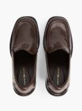 Brown Block Heel Leather Loafers  Women