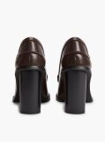 Brown Block Heel Leather Loafers  Women