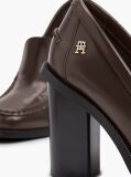 Brown Block Heel Leather Loafers  Women
