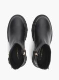Black Chunky Cleat Leather Ankle Boots  Women