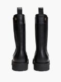 Black Leather Cleat High Chelsea Boots  Women