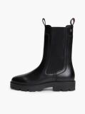 Black Leather Cleat High Chelsea Boots  Women
