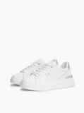 White TH Monogram Leather Platform Sneakers  Women