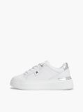 White TH Monogram Leather Platform Sneakers  Women