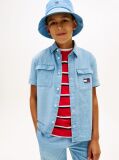 Denim Wavy Flag Short Sleeve Denim Shirt  Boys