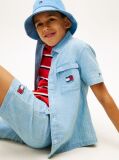 Denim Wavy Flag Short Sleeve Denim Shirt  Boys