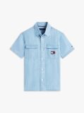 Denim Wavy Flag Short Sleeve Denim Shirt  Boys