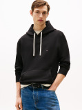 Black Drawstring Fleece Hoody  Men