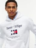 White Logo Embroidery Flex Fleece Hoody  Men