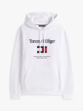 White Logo Embroidery Flex Fleece Hoody  Men