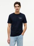 Μπλε Βαμβακερό T-Shirt Με Wavy Πίσω Σημαία  Άνδρες