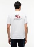 Άσπρο Βαμβακερό T-Shirt Με Wavy Πίσω Σημαία  Άνδρες