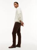 Brown Denton Slim Straight Garment Dyed Jeans  Men