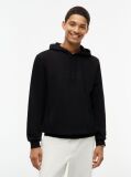 Black Logo Mixed Texture Twill Hoody  Men