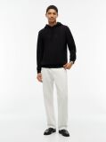 Black Logo Mixed Texture Twill Hoody  Men