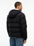Black Logo Patch Down Hooded Puffer Jacket  Men
