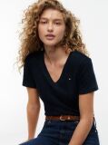 Μπλε T-Shirt Με Λαιμόκοψη V Και Slim Γραμμή  Γυναίκες