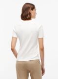 Μπεζ Ριμπ T-Shirt Σε Slim Γραμμή Με Κεντητό Σημαιάκι  Γυναίκες