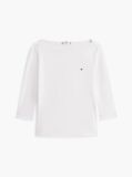 Άσπρο T-Shirt Σε Slim Γραμμή Με Boat Λαιμόκοψη  Γυναίκες