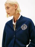 Μπλε Άνετο Flex Fleece Bomber Ζακέτα Με Λογότυπο  Γυναίκες