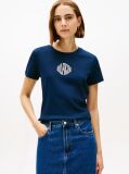 Μπλε T-Shirt Με Λογότυπο Και Στρογγυλή Λαιμόκοψη  Γυναίκες