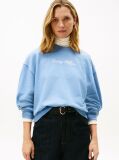 Blue Gold-Tone Button Sweatshirt  Women