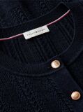 Blue Pointelle Gold-Tone Button Short Sleeve Cardigan  Women