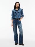 Blue Regular Fit Ruffle Denim Shirt  Women